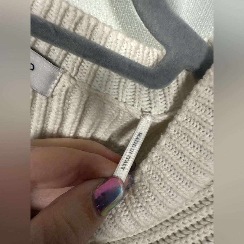 Sandro Sharlene Knit White and Navy Blue Pocket Sweater Size XS / Small - Picture 6 of 8